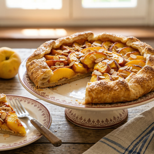 Torta vegana alle pesche e mandorle