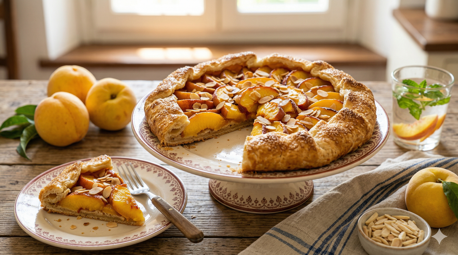 Torta vegana alle pesche e mandorle